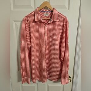 Islander Pink And White Checkered Men's Shirt Button Front Size XL